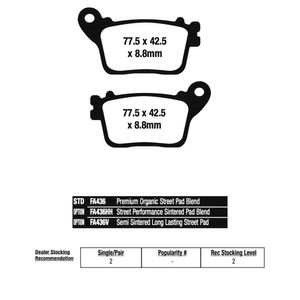 Pastilha de Freio Traseira GSXR 750/1000/CBR 600/1000/ZX10 (FA436HH) EBC