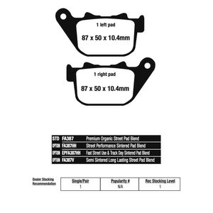 Pastilha de Freio Traseira HD Iron 883/ Sportster 1200 04/08 (FA387HH) EBC